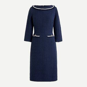 Jcrew Boat neck blue tweed dress
